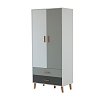 Ντουλάπα Timmy 2D2S Λευκό-Γραφίτη-Γκρι 90x50x199cm TO-TIMMY2D2S