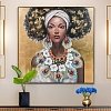ΠΙΝΑΚΑΣ ΣΕ ΚΑΜΒΑ Fylliana FL4961 WOMAN FACE ΚΑΦΕ-ΧΡΥΣΟ-ΛΕΥΚΟ 100x100xεκ 170-225-005
